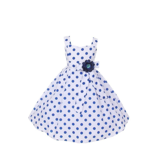 Cinderella Couture Big Girls Royal Blue Polka Dots Easter Flower Girl Dress 8-14 - SophiasStyle.com